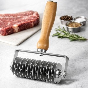 Stainless Steel Rolling Cutter, Multi Blade Meat Tenderizer Roller, Manual Dough & Pastry Cutter, Grid Cake Cutting Tool for Kitchen (Silver)