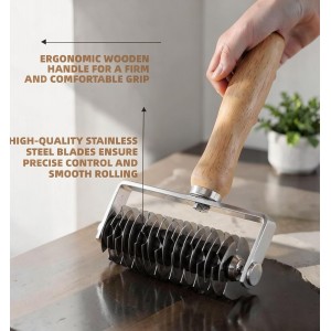 Stainless Steel Rolling Cutter, Multi Blade Meat Tenderizer Roller, Manual Dough & Pastry Cutter, Grid Cake Cutting Tool for Kitchen (Silver)
