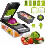 16 in-1 Vegetable Chopper with Container – Mandoline Slicer, Onion Dicer, Food Chopper, Cheese Grater– Multi Blade Kitchen Cutter for Fruits & Vegetables