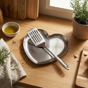 Spoon Rest Stainless Steel,Heart Shaped Spoon Rest,Stainless Steel Spoons Rests for Spoons, Spatulas & Tongs, Non-Slip Kitchen Counter Accessory