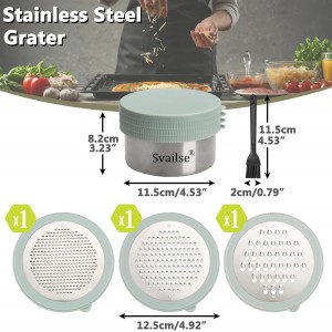 Cheese Grater with Container, 4 in 1 Box Gratters for Fine, Medium and Coarse, Handheld Lemon Zester for Parmesan, Ginger, Garlic, Nutmeg, Chocolate (Light Green)