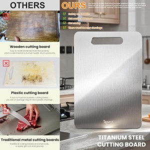 New Titanium Cutting Board - 100% Pure Titanium Cutting Boards For Kitche,Easy to clean, Double-sided food-grade Cutting Board For Meats, Fruits And Vegetables (13 * 9)