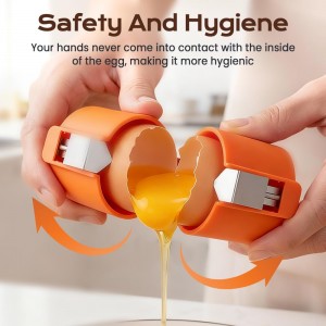 Egg Shell Opener, Stainless Steel Egg Cracker Tool, Multifunctional Egg Separator for Raw & Hard Boiled Eggs, Kitchen Egg Peeler Shell Remover Gadget (Orange)