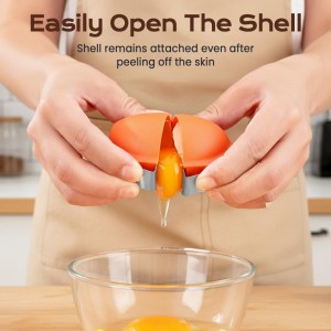 Egg Shell Opener, Stainless Steel Egg Cracker Tool, Multifunctional Egg Separator for Raw & Hard Boiled Eggs, Kitchen Egg Peeler Shell Remover Gadget (Orange)