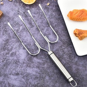 Stainless Steel Turkey Grilled Fork Multi-prong Bbq Cooking Poultry Fork for Oven and Grill Meat Carving Tool