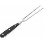 LIFKOME Stainless Steel Meat Carving Fork with Black Handle, Two-prong Kitchen Fork for Lifting and Serving Meat, Sturdy Bbq and Outdoor Grill Cooking Utensil