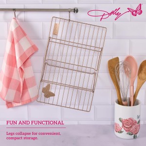 Dolly Parton Butterfly Cooling Rack in Blush – Carbon Steel Nonstick Wire Rack with Fun Dolly-Inspired Design, Collapsible Legs for Compact Storage, 10x15 Inch, Perfect for Cookies, Cakes