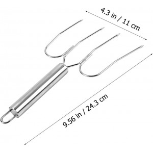 Zerodeko Stainless Steel Barbecue Skewers and Turkey Lifting Forks Set, Large Bbq Meat Carving Forks with Wire Handle for Outdoor Grilling and Roasting, 2 Pieces