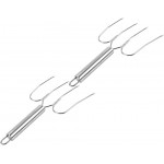 Zerodeko Stainless Steel Barbecue Skewers and Turkey Lifting Forks Set, Large Bbq Meat Carving Forks with Wire Handle for Outdoor Grilling and Roasting, 2 Pieces