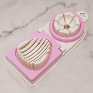 Generic Multi-functional Egg Slicer Cutter and Peeler for Hard Boiled and Preserved Eggs, Dual-head Manual Kitchen Gadget in Pink for Home Cooking and Food Preparation