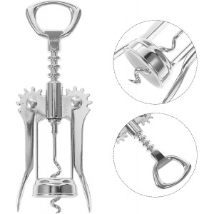 Manual Wine Opener and Wing Bottle Opener Stainless Steel Metal Corkscrew for Home Use Multifunctional Bar Tool Suitable for Parties and Kitchen