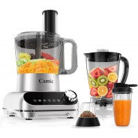 Camic Blender & Food Processor Combo,6 Functions for Smoothies,Chopping,Slicing,Shredding,Grinding,Dough,72-oz.Blender Pitche,64-oz. Processor Bowl,To-Go Cup,Grinder Cup