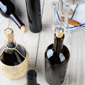 Wing Corkscrew Wine Bottle Opener Metal Bottle Opening Gadget Silver Multifunctional Home Bar Tool for Beer