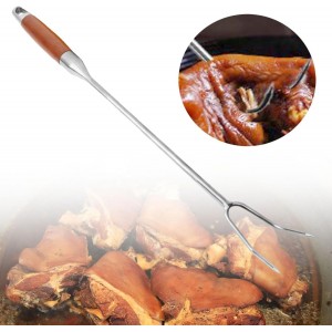 304 Stainless Steel Meat Carving Fork, Practical Professional Kitchen Utensil, for Grilling and, Steel Handle 50cm (Wooden Handle 50cm)