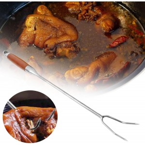 304 Stainless Steel Meat Carving Fork, Practical Professional Kitchen Utensil, for Grilling and, Steel Handle 50cm (Wooden Handle 50cm)