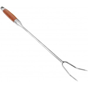 304 Stainless Steel Meat Carving Fork, Practical Professional Kitchen Utensil, for Grilling and, Steel Handle 50cm (Wooden Handle 50cm)
