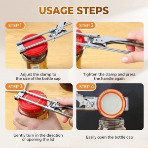 Adjustable Stainless Steel Jar Opener for Seniors, 2 Packs, Manual Can Opener & Bottle Opener Set for Weak Hands, Easy Grip Jar Opener Gripper for Arthritis and Limited Hand Strength