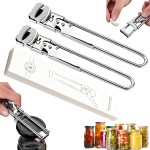 Adjustable Stainless Steel Jar Opener for Seniors, 2 Packs, Manual Can Opener & Bottle Opener Set for Weak Hands, Easy Grip Jar Opener Gripper for Arthritis and Limited Hand Strength