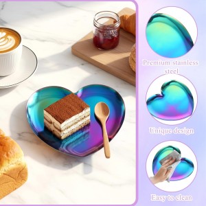 Thinp Heart Spoon Rest for Kitchen Counter, Stainless Steel Spoon Rest for Stove Top Cute Cooking Spoons Holder for Kitchen Counter Utensil Tray for Spatula Ladle or Tong (Heart, Rainbow)