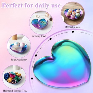 Thinp Heart Spoon Rest for Kitchen Counter, Stainless Steel Spoon Rest for Stove Top Cute Cooking Spoons Holder for Kitchen Counter Utensil Tray for Spatula Ladle or Tong (Heart, Rainbow)