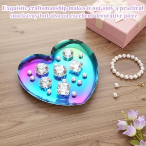 Thinp Heart Spoon Rest for Kitchen Counter, Stainless Steel Spoon Rest for Stove Top Cute Cooking Spoons Holder for Kitchen Counter Utensil Tray for Spatula Ladle or Tong (Heart, Rainbow)