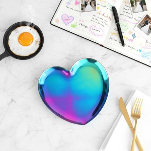 Thinp Heart Spoon Rest for Kitchen Counter, Stainless Steel Spoon Rest for Stove Top Cute Cooking Spoons Holder for Kitchen Counter Utensil Tray for Spatula Ladle or Tong (Heart, Rainbow)