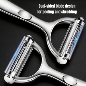 2-in-1 Multifunction Vegetable Peeler Julienne Peeler, Zinc Alloy Potato Peeler with Serrated & Straight Blades, Fruit Peeler Julienne Slicer for Carrot Cucumber Ginger Cabbage Kitchen