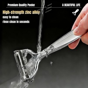 2-in-1 Multifunction Vegetable Peeler Julienne Peeler, Zinc Alloy Potato Peeler with Serrated & Straight Blades, Fruit Peeler Julienne Slicer for Carrot Cucumber Ginger Cabbage Kitchen