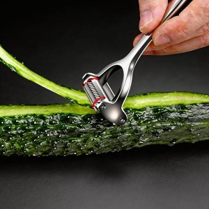 2-in-1 Multifunction Vegetable Peeler Julienne Peeler, Zinc Alloy Potato Peeler with Serrated & Straight Blades, Fruit Peeler Julienne Slicer for Carrot Cucumber Ginger Cabbage Kitchen