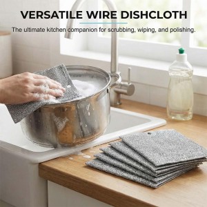 Fliwos Multipurpose Wire Dishwashing Rags, Non-Scratch Metal Wire Dishcloth, Reusable Cleaning Cloth, Thickened Metal Scrubbing Pads Kitchen Towels for Sinks, Dishes, Pots, Pans (5 Pcs)