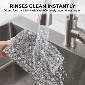 Fliwos Multipurpose Wire Dishwashing Rags, Non-Scratch Metal Wire Dishcloth, Reusable Cleaning Cloth, Thickened Metal Scrubbing Pads Kitchen Towels for Sinks, Dishes, Pots, Pans (5 Pcs)