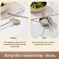 304 Stainless Steel Spoon Rest & Multipurpose Kitchen Utensil Holder, Self-Standing Ladle Holder with Stable Base, Modern Utensil Holder for Ladles, Tongs, Spatula, Premuim Food Grade Material (1PC)