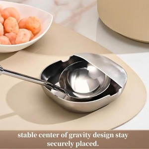 304 Stainless Steel Spoon Rest & Multipurpose Kitchen Utensil Holder, Self-Standing Ladle Holder with Stable Base, Modern Utensil Holder for Ladles, Tongs, Spatula, Premuim Food Grade Material (1PC)