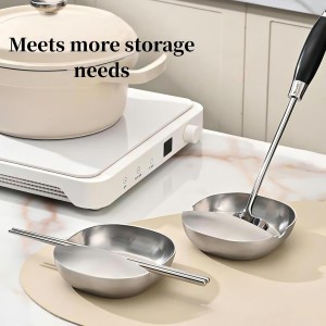 304 Stainless Steel Spoon Rest & Multipurpose Kitchen Utensil Holder, Self-Standing Ladle Holder with Stable Base, Modern Utensil Holder for Ladles, Tongs, Spatula, Premuim Food Grade Material (1PC)