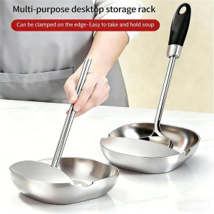 304 Stainless Steel Spoon Rest & Multipurpose Kitchen Utensil Holder, Self-Standing Ladle Holder with Stable Base, For Spatulas, Snack Containers, Ladles, And Chopsticks,Snack (2pcs)