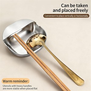 304 Stainless Steel Spoon Rest & Multipurpose Kitchen Utensil Holder, Self-Standing Ladle Holder with Stable Base, For Spatulas, Snack Containers, Ladles, And Chopsticks,Snack (2pcs)