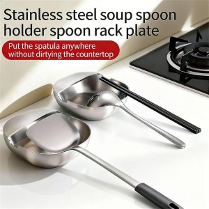 304 Stainless Steel Spoon Rest & Multipurpose Kitchen Utensil Holder, Self-Standing Ladle Holder with Stable Base, For Spatulas, Snack Containers, Ladles, And Chopsticks,Snack (2pcs)