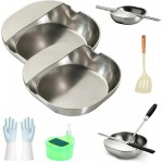 304 Stainless Steel Spoon Rest & Multipurpose Kitchen Utensil Holder, Self-Standing Ladle Holder with Stable Base, For Spatulas, Snack Containers, Ladles, And Chopsticks,Snack (2pcs)