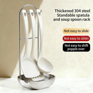 Stainless Steel Spoon Rest for Kitchen Counter, 304 Stainless Steel Spoon Rest & Multipurpose Kitchen Utensil Holder, Self-Standing Ladle Holder for Countertop (2PCS)