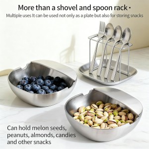 Stainless Steel Spoon Rest for Kitchen Counter, 304 Stainless Steel Spoon Rest & Multipurpose Kitchen Utensil Holder, Self-Standing Ladle Holder for Countertop (2PCS)