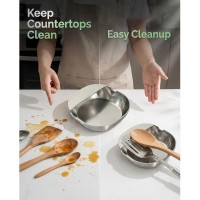 304 Stainless Steel Spoon Rest & Multipurpose Kitchen Utensil Holder,Self-Standing Ladle Holder with Stable Base, For Spatulas, Snack Containers,Dishwasher Safe