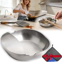 304 Stainless Steel Spoon Rest & Multipurpose Kitchen Utensil Holder,Self-Standing Ladle Holder with Stable Base, For Spatulas, Snack Containers,Dishwasher Safe