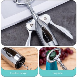 Wine Opener Corkscrew Wing Corkscrew Zinc Alloy Beer Caps Remover for Red Wine Bottles Bar Kitchen Tool