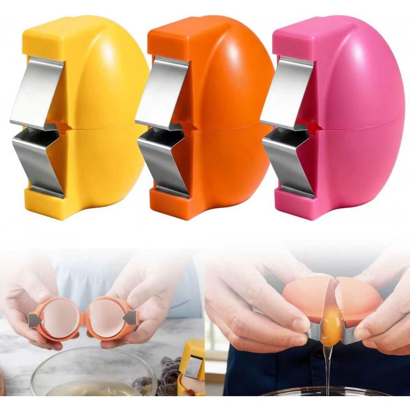 3Pcs Egg Shell Opener, 2026 New Multifunctional Egg Shell Separator Egg Cracker Tool for Raw Eggs, Hard Boiled Egg Peeler, Stainless Steel Eggshell Breaker Egg Shell Cutter Kitchen Gadgets