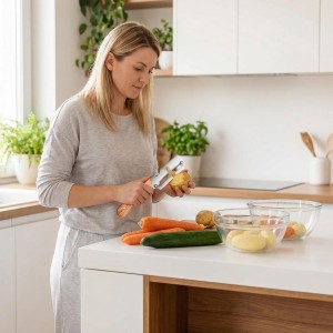 Multi-Functional Vegetable Peeler for Kitchen, New Ultra-Sharp Stainless Steel Blade with Wooden Handle and Bottle Opener, For Fruits and vegetables (1 Pcs)