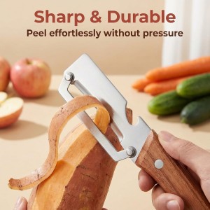 Multi-Functional Vegetable Peeler for Kitchen, New Ultra-Sharp Stainless Steel Blade with Wooden Handle and Bottle Opener, For Fruits and vegetables (1 Pcs)