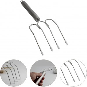 Yardwe Stainless Steel Turkey Lifter Fork Poultry Roast Grilling Tool Reusable Bbq Meat Carving Fork for Thanksgiving Kitchen and Outdoor Cooking