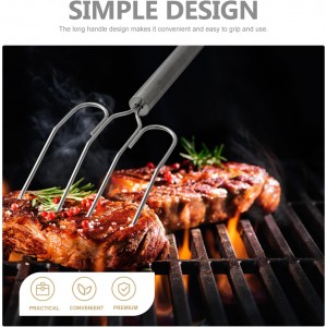 Yardwe Stainless Steel Turkey Lifter Fork Poultry Roast Grilling Tool Reusable Bbq Meat Carving Fork for Thanksgiving Kitchen and Outdoor Cooking