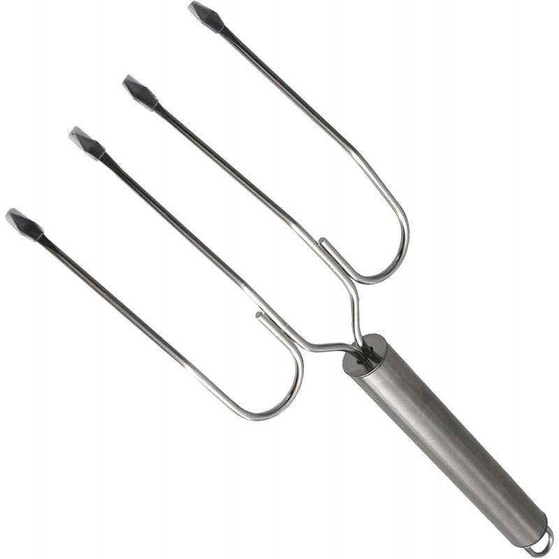 Yardwe Stainless Steel Turkey Lifter Fork Poultry Roast Grilling Tool Reusable Bbq Meat Carving Fork for Thanksgiving Kitchen and Outdoor Cooking