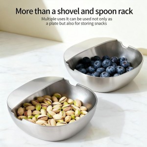 304 Stainless Steel Spoon Rest & Multipurpose Kitchen Utensil Holder, Spoon Rest Stainless Steel, Heavy Duty Self standing Large Utensil Rest Holder for Ladles, Non-Slip Tray, Easy Clean (3PCS)